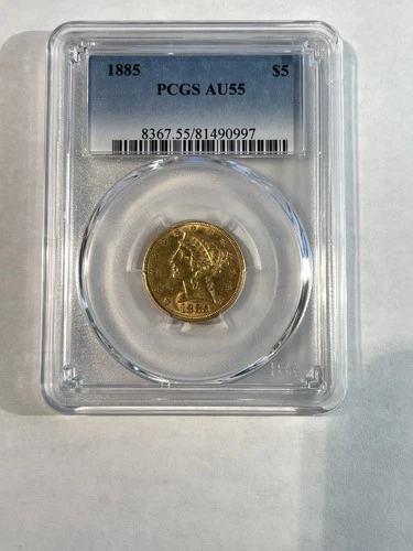 1885-P Liberty Head Gold $5 Half-Eagle US Coin PCGS AU55