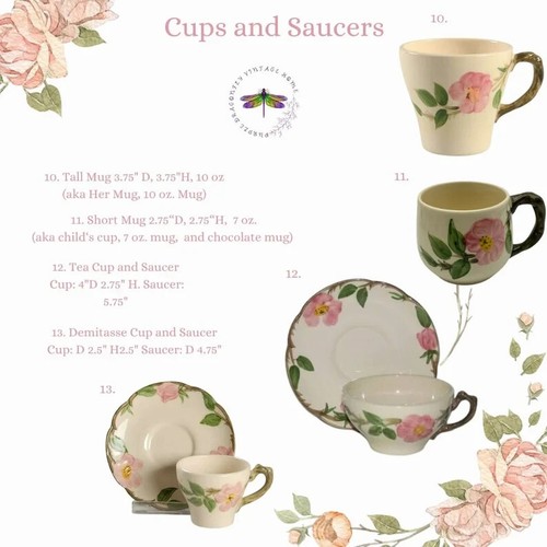 7 Franciscan Desert Rose Short Coffee / Tea Mugs item DR6 - Picture 5 of 5