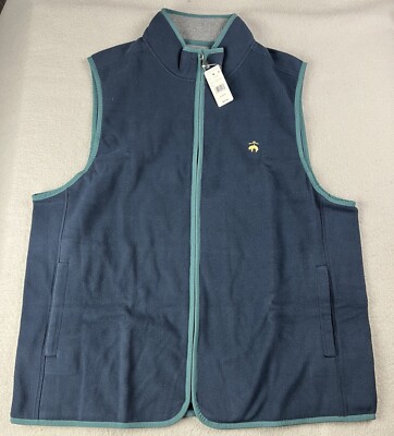 BROOKS BROTHERS Men s Full Zip Teddy Fleece Vest Size X-Large XL Navy Blazer NWT