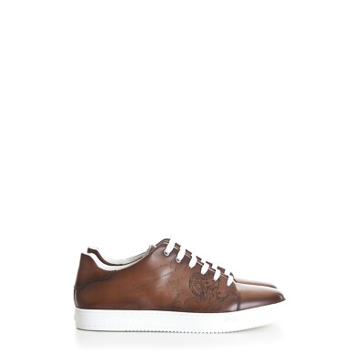 BERLUTI 1595$ Brown Playtime Patina Scritto Leather Low Top