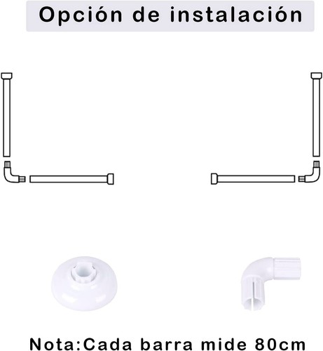 Barra de cortina de Ducha en forma de L o L+U, Universal, Acero Inoxidable - Imagen 6 de 26