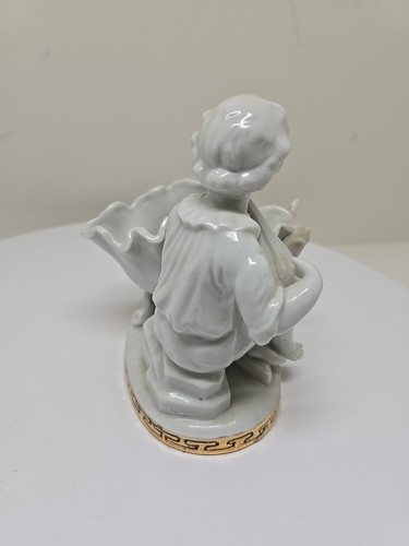 Porcelain Sweetmeats Bowl Figurine White & Gilded #6977 D80 - Picture 6 of 13