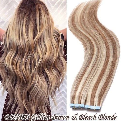 CLEARANCE 8A Curly Tape In Real Remy Human Hair Extensions Skin Weft Mix Colour - Bild 34 von 58