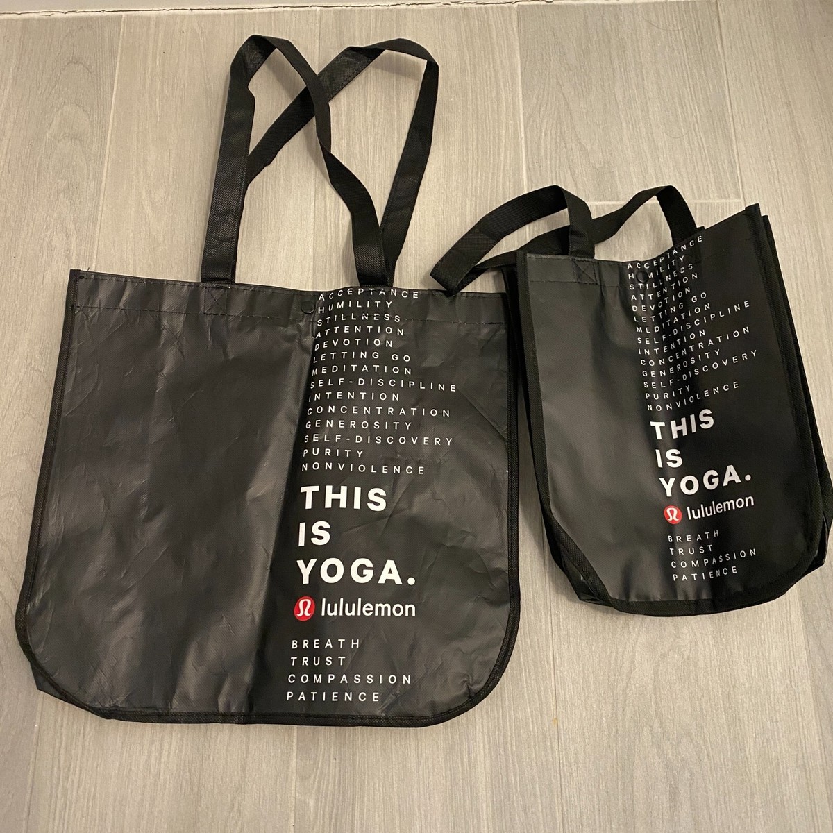 are lululemon shopping bags free Lululemon Medium Size and Small Size Black Recycled Bags Free Shipping