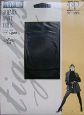 Pretty Polly Tights Textures 50 Denier Opaque PP Black 36-38 Hips Lycra England
