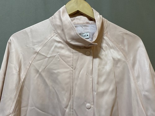 NWT ZARA Women Collared Elastic Cuff/Hem Full Zip Sateen Bomber Jacket SZ S Pink - Picture 2 of 16
