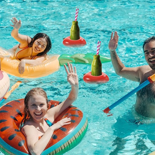 Portabevande da piscina 4 pezzi gonfiabile portabicchieri acqua galleggiante sottobicchiere - Foto 12 di 12