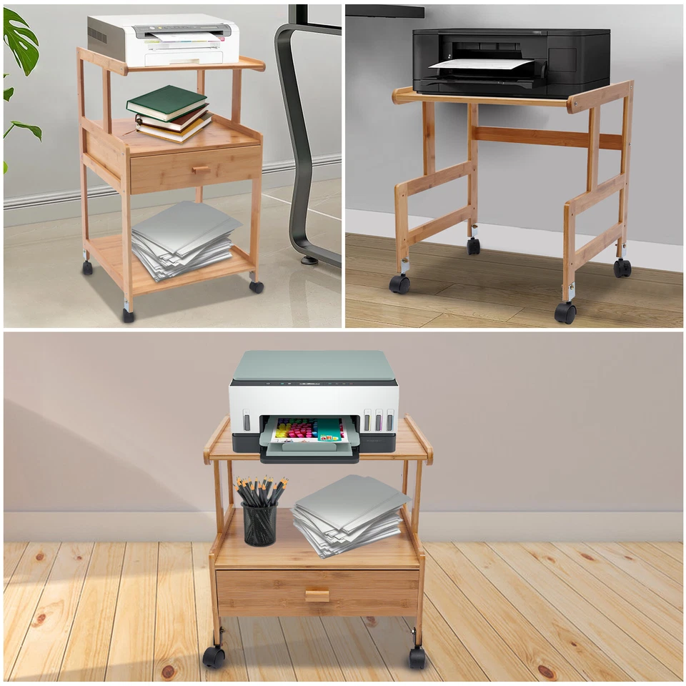 Mobile Printer Stand Holder Rolling Cart with Wheels for Home &Office 1/2/3 Tier - Image 4 of 4