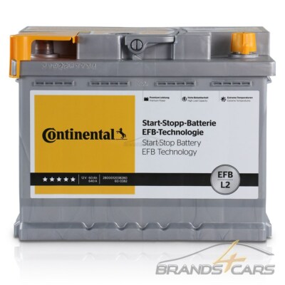 CONTINENTAL AUTOBATTERIE 12V 60Ah STARTERBATTERIE 640A EFB L2 START STOPP