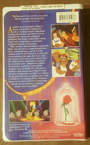 Beauty and the Beast (VHS,1992) Disney BLACK DIAMOND Classic *CHRISTMAS LEAD* - Foto 2 di 7