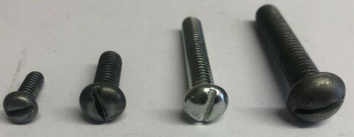 1/8" - 3/8", Whitworth (BSW), Slotted,Round Head, Machine Screws, BZP/SC. - Picture 2 of 4