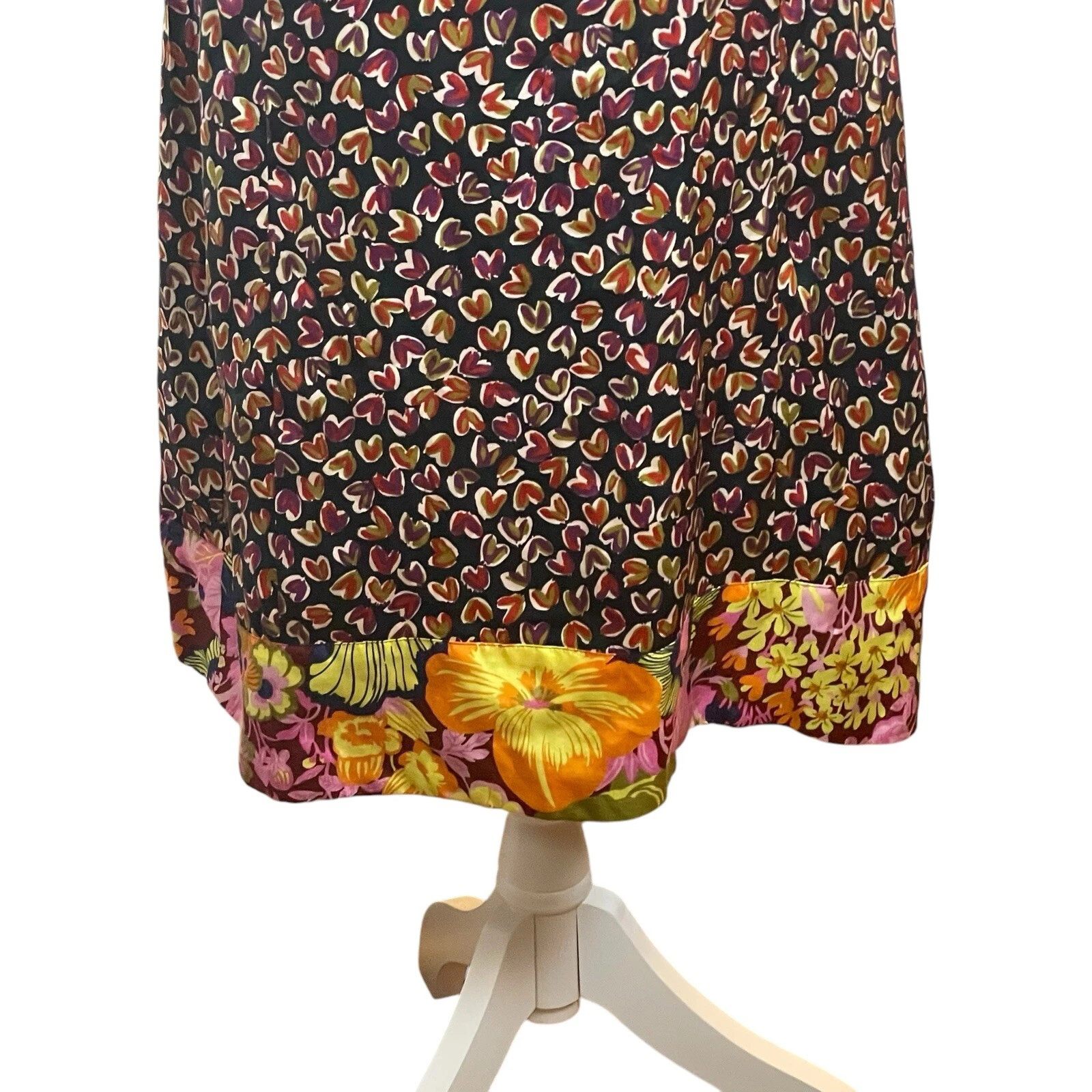 Abito senza maniche DEMA 100% seta cuori stampa floreale mista grande festa San Valentino