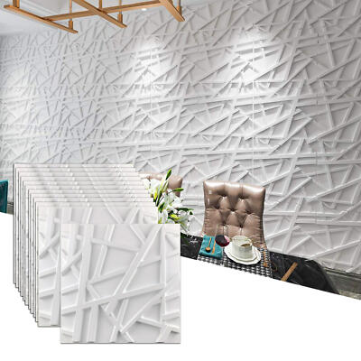 12 Tiles 3D Wall Panels PVC Geometric Brick Art Design DIY 19.7''x19.7'' Wallpaper