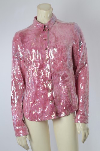 Camicetta Anthropologie Pilcro rosa paillettes manica lunga con bottoni taglia S - Foto 3 di 19
