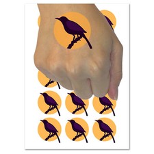 Bird on Branch Solid Temporary Tattoo Water Resistant Fake Body Art Set