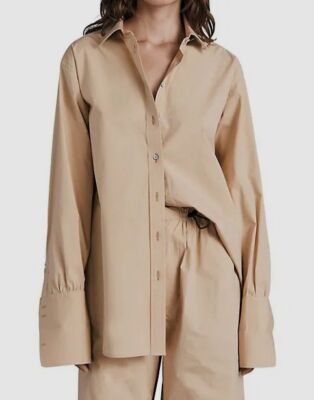 $246 Rag & Bone Women's Beige Diana Cotton Poplin Shirt Size XS