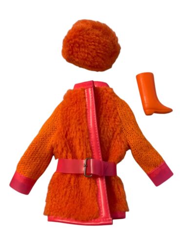 Vintage Sears 1969 Walking Jamie Furry Friends Orange & Pink Fur Coat Hat #1584 - Picture 2 of 11