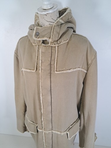 FCUK Bonded Fleece Lined Paneled Hooded Coat French Connection Beige Cotton - XL - Picture 2 of 21