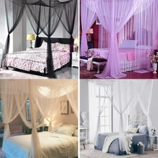 4 Corner Post Bed Canopy Cover Mosquito Net Full Queen King Size Outdoors Net