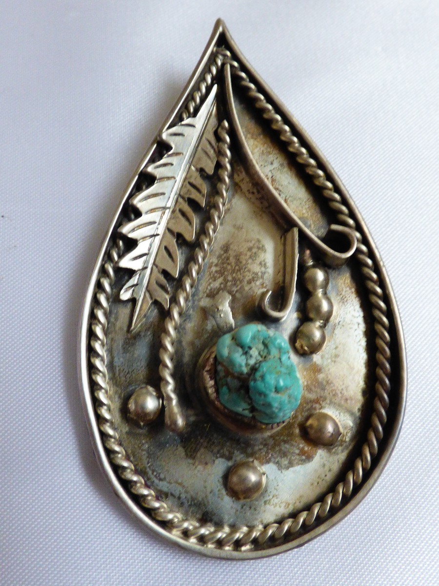 VTG Navajo artist JD Hallmarked Handmade Sterling Silver Turquoise