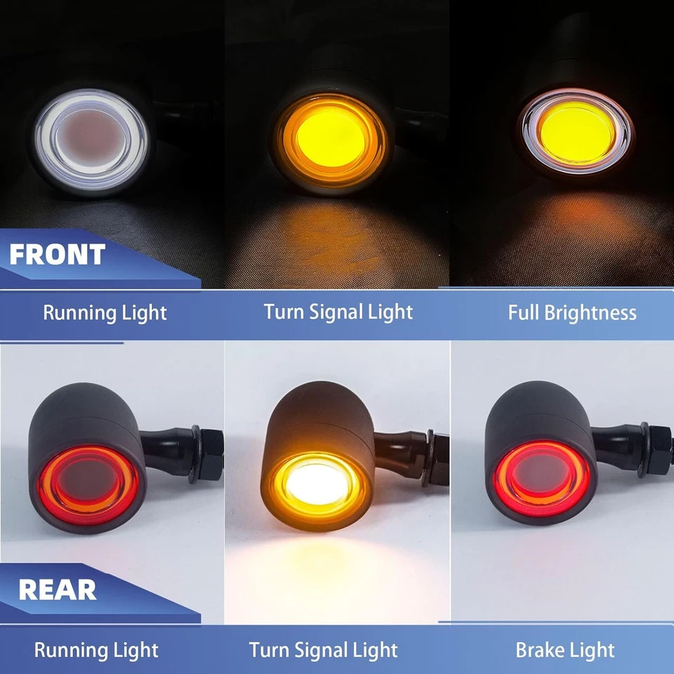 4X Motorcycle Turn Signals LED Front&Rear Lights for Harley Suzuki Yamaha Honda - Imagem 4 de 4