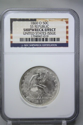 1860-O Seated Liberty Half Dollar 50C SS REPUBLIC NGC Shipwreck Effect #7019