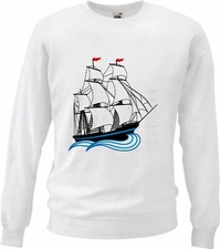 Sweatshirt SEGELBOOT SEGELSCHIFF PIRATENSCHIFF VINTAGE ANKER SKULL PIRAT