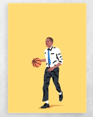 Large Metal Basketball Posters - Displate Barack Obama