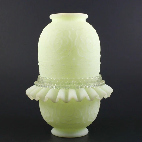 Vintage 3 pc Fenton Custard Persian Medallion Uranium glass Fairy Lamp Fairylamp