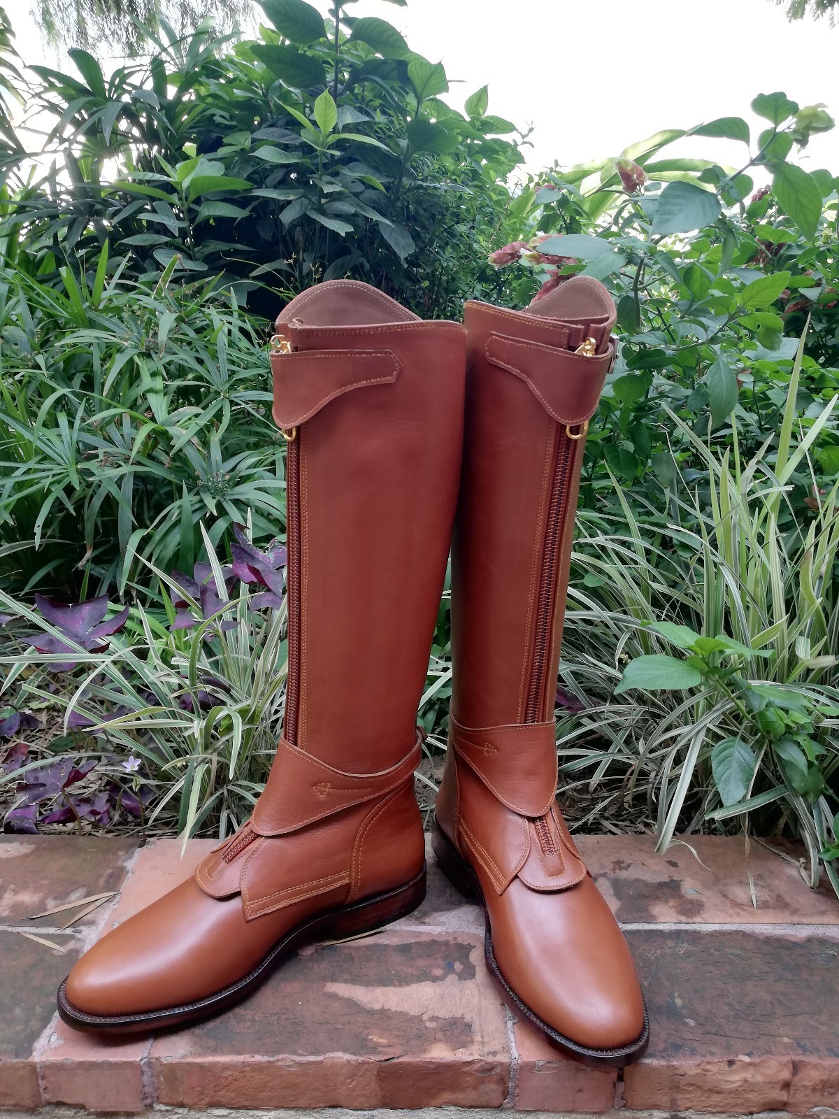 Tan Leather Tall Riding Boots high 