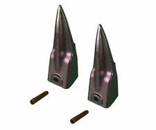 2 - Hensley Style Tiger Rock Bucket Digging Teeth w Roll Pins - X156TL , P156