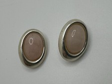 VINTAGE STERLING SILVER AND PINK OVAL STUD EARRINGS