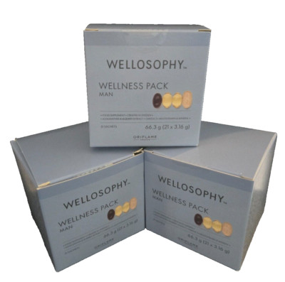 3 x Oriflame Wellosophy Wellness Man Packs - Multi Vitamin + Omega 3 + Mineralien.