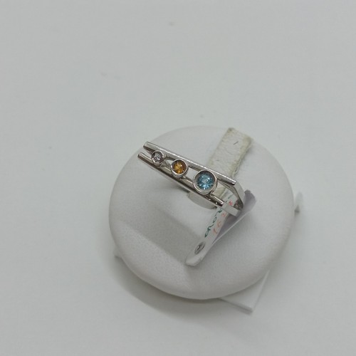 ANELLO DONNA N.16 CON TOPAZIO E ZIRCONE IN ORO BIANCO 18KT 7,1 GRAMMI (1628) - Foto 2 di 14