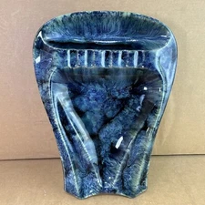 1960s McCoy Art Pottery Blue Green Tulip Ceramic Table Ashtray