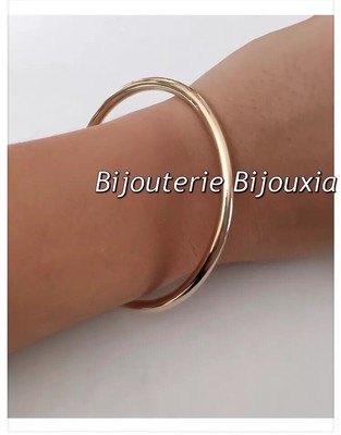 Bracelet Jonc Fermé Plaqué Or 18 Carats - Filière Ronde 4 Mm, Taille 66, Neuf étiqueté