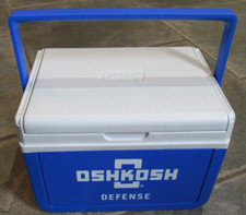 Coleman Cooler Blue Model 5205 OSHKOSH DEFENSE Lunch Box Made USA Truck Corp.