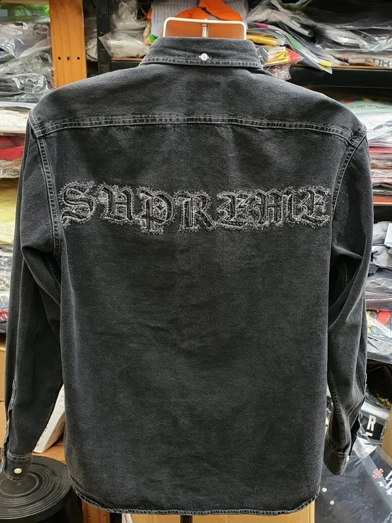 Chemise FW21 Supreme Appliqué Denim Noir Taille M Medium