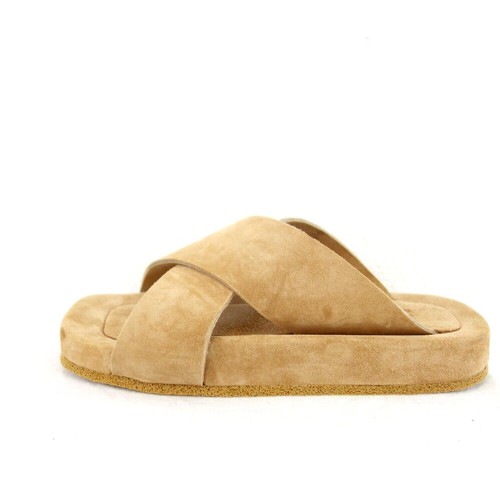 MOMA Damen Sandalen Schuhe Flache Sommer Slipper Wildleder Braun Oliver 37 Neu
