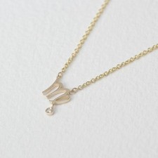 14K Solid Gold Virgo Zodiac Constellation Charm Pendant Diamond Necklace