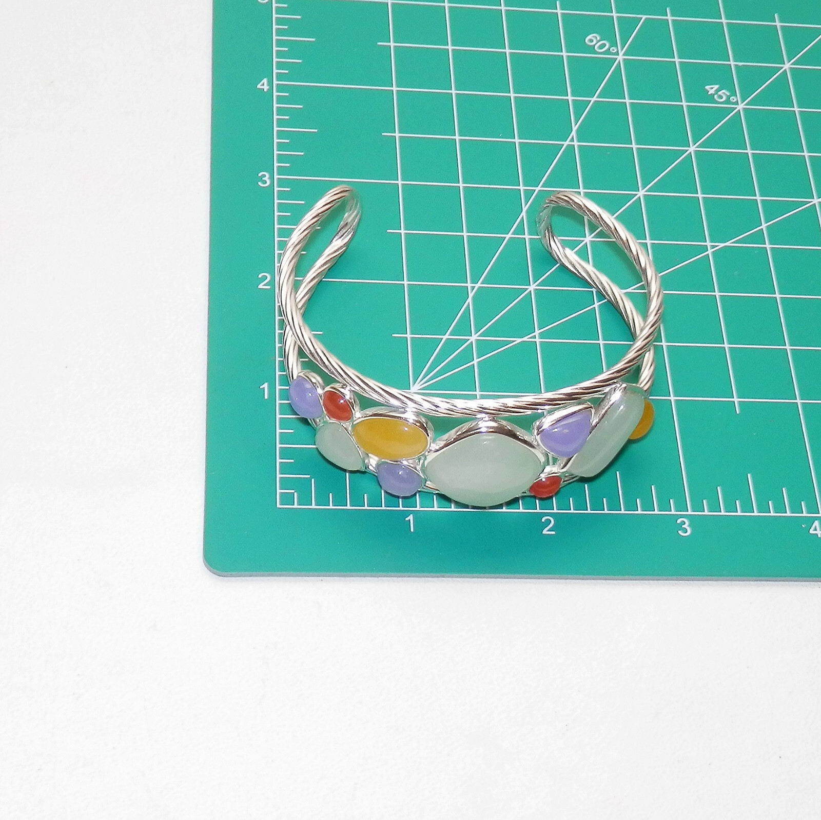 Solid Sterling Silver 925 Unique Multi Color Jade… - image 9