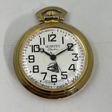 QUARTEX Manual Winding Pocket Watch Stunning White Dial