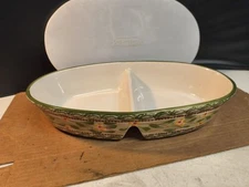 Temp-Tations by Tara Discontinued Old World Green Divided Oval Baker 14" W/Lid!!