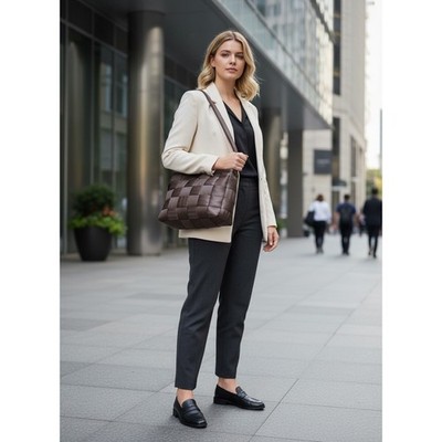 Harveys Seatbelt Handbag Tote Dark Brown Woven Shoulder Bag