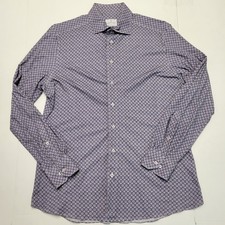 EMANUEL BERG Modern Fit Sport Shirt Men's LARGE L 16.5 EU 42 Purple Geometric