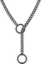 Heart O Ring Slip Chain Choker Necklace for Women Men Stainless Black