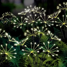 Solar Garden Lights,2PACK Swaying Twinkling Firework Lights with 2 Modes 120L...