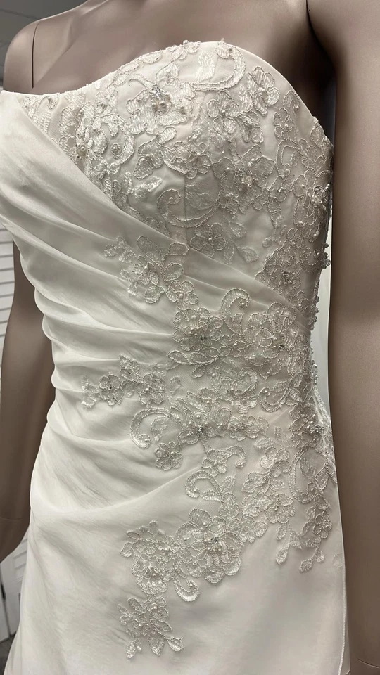 DESIGNER BRAUTKLEID EGLANTINE CREATIONS GR 34 SCHNÜRUNG KORSAGE GLITZER A LINIE - Bild 3 von 4
