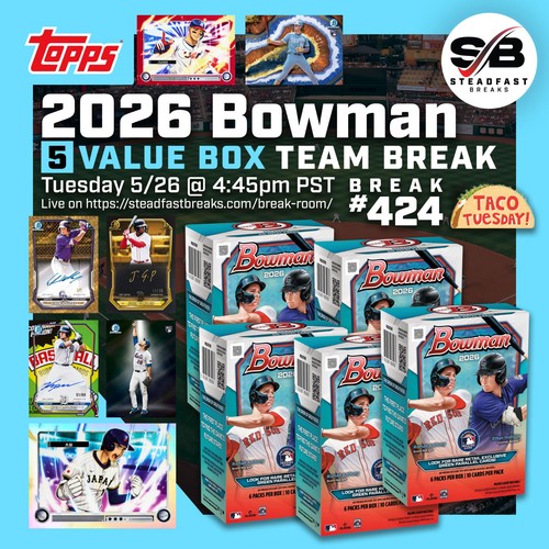 Kansas City Royals 2026 Bowman Baseball VALUE 5-Box Team Break #424