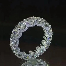 4.50 TCW ROUND CUT LAB CREATED MOISSANITE ETERNITY BAND IN 14K WHITE GOLD PLATED